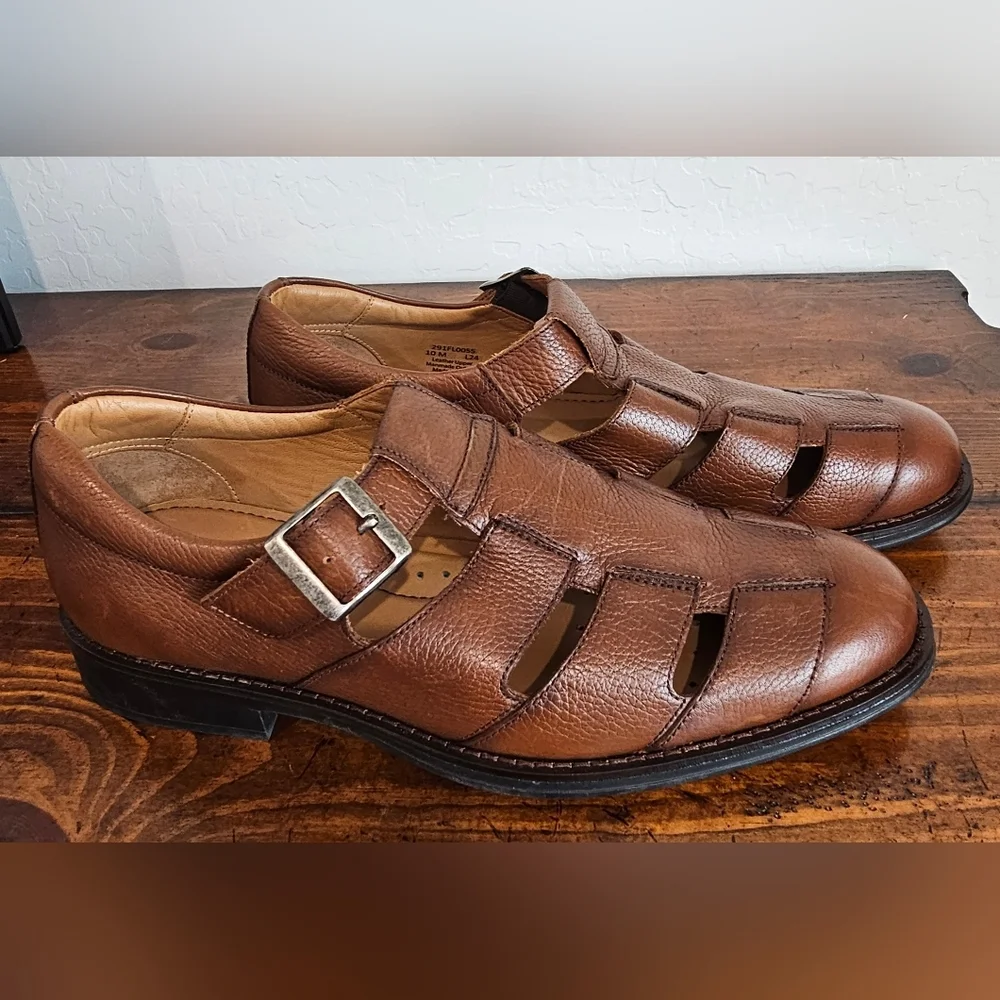Flag Ltd Mens Brown Leather Fisherman Sandals Loafer Shoes Size 10, 11 & 13 NWOB